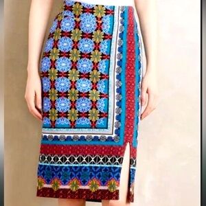 Anthropologie Maeve Colorful Pencil Skirt with Slit